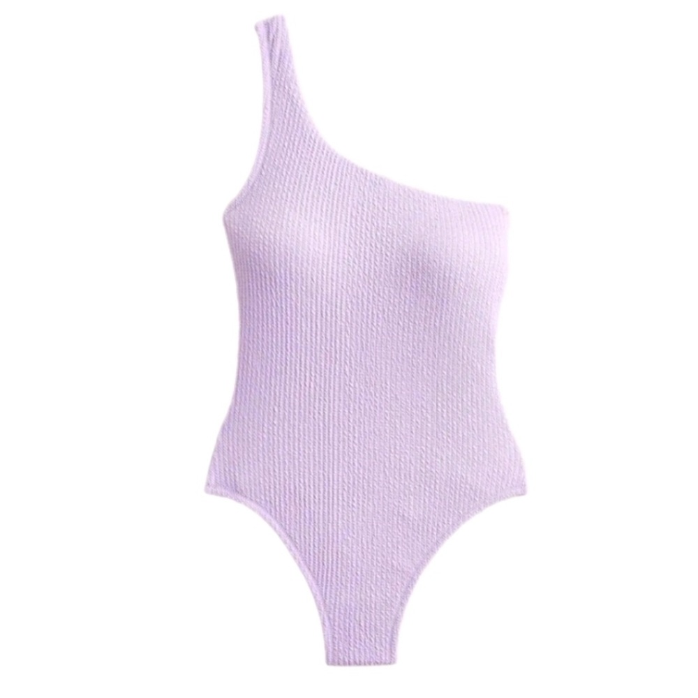 NWT- J. Crew Textured One-Shoulder One Piece Lavender Swimsuit